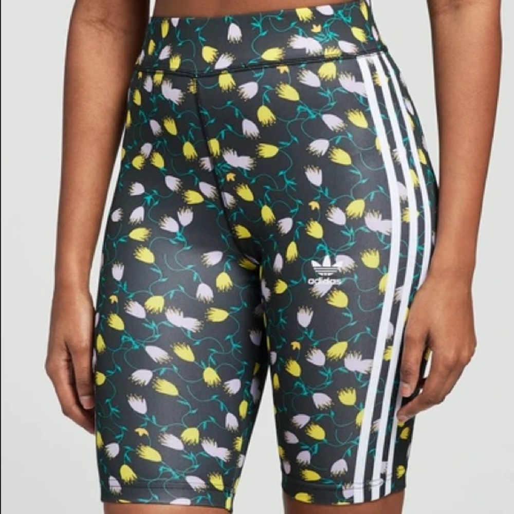Adidas floral biker shorts high waist